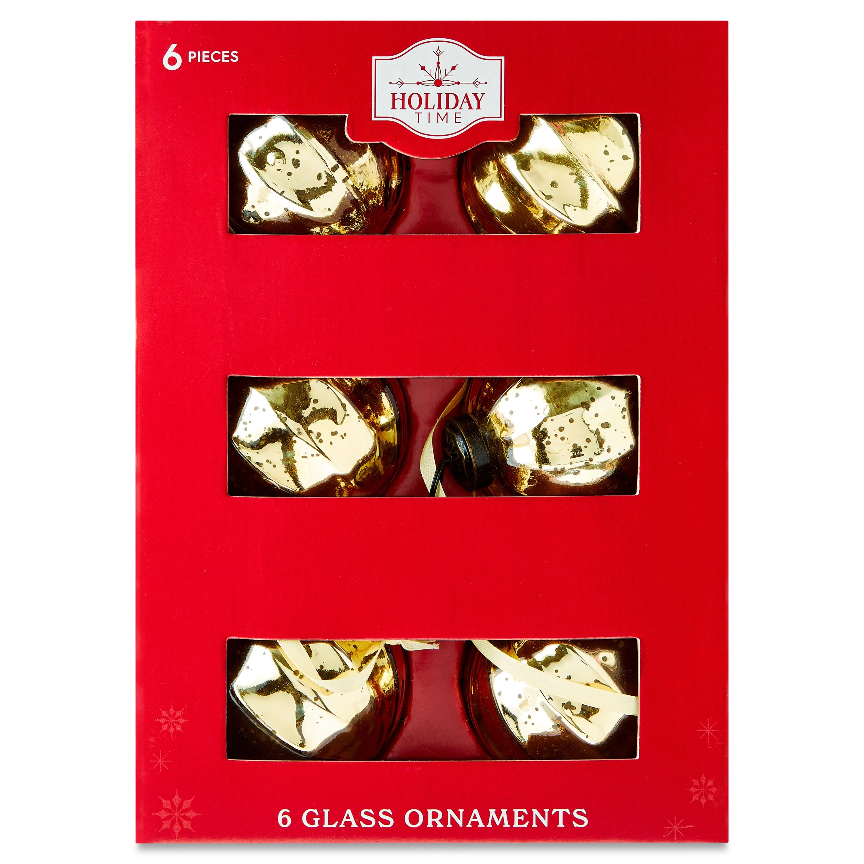 Gold Glass Ball Christmas Ornaments, 3", 6 Count, by Holiday Time - Walmart.com | Walmart (US)