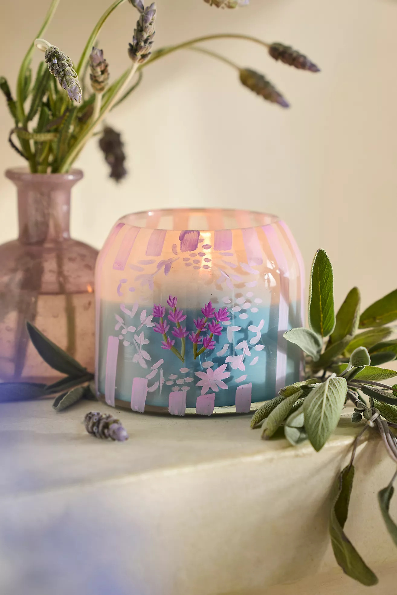 Floral Stripe Candle | Terrain