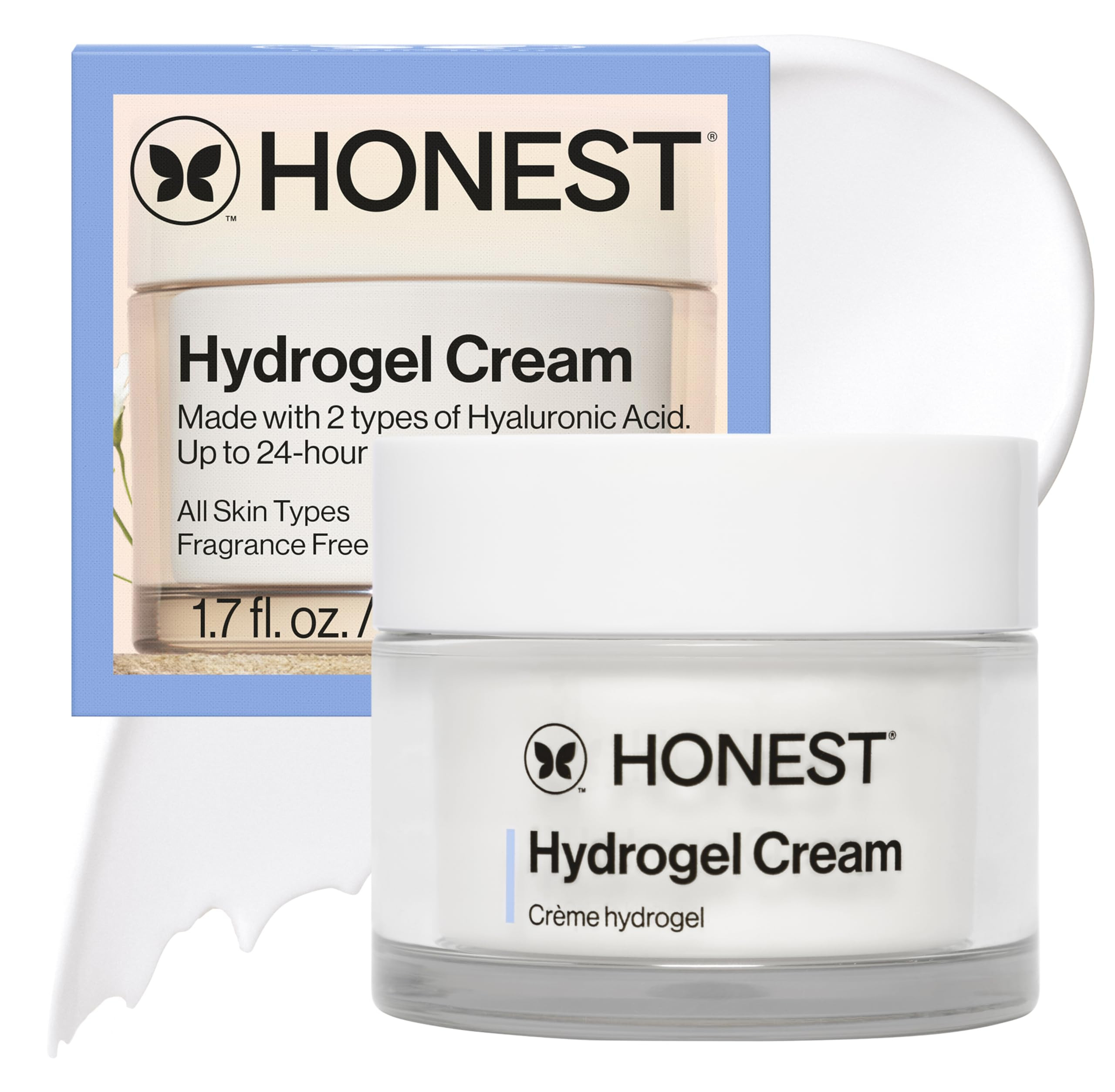 Honest Beauty Hydrogel Cream with Hyaluronic Acid | Lightweight, Moisturizing Water Cream | Gentle for Sensitive Skin, Fragrance Free, Vegan | 1.7 fl oz | Amazon (US)