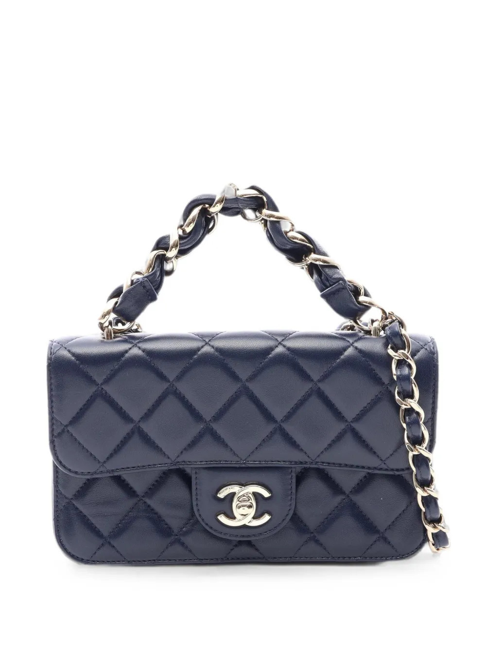 CHANEL Pre-Owned 2021 Classic Flap matelassé chain-strap mini bag - Blue | Farfetch Global