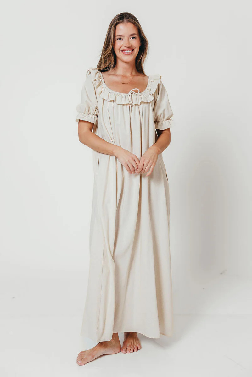 Audrey Maxi Dress in Linen Blend | Worth Collective