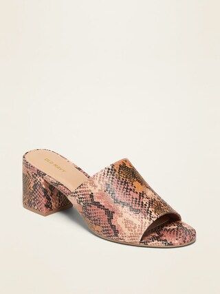 Faux-Snakeskin Block-Heel Mule Sandals for Women | Old Navy (US)