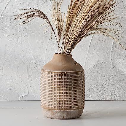 SIDUCAL Ceramic Rustic Farmhouse Vase, Sand Glaze Finish Boho Vase, Pottery Decorative Flower Vas... | Amazon (US)