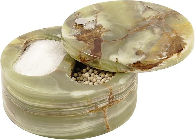 RADICALn Marble Salt Cellar With Lid Green Onyx 5" Inch Handmade Salt And Pepper Bowl Kitchen Cou... | Amazon (US)