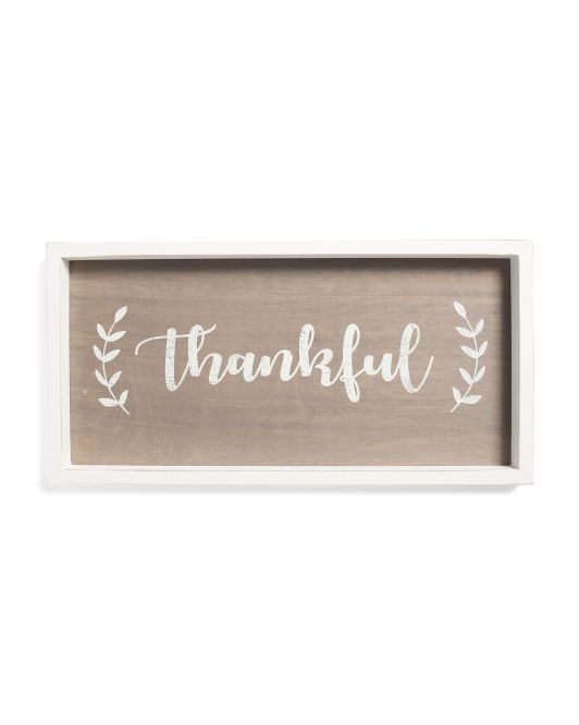 24x12 Framed Thankful Sign | TJ Maxx