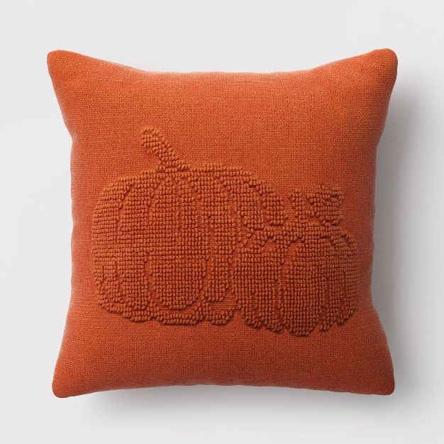 Tufted Pumpkin Square Throw Pillow Orange - Threshold&#8482; | Target