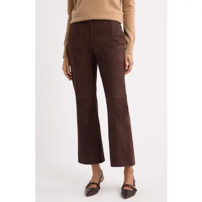 Nordstrom Suede Kick Flare Pants in Brown Coffee at Nordstrom, Size 6 | Nordstrom
