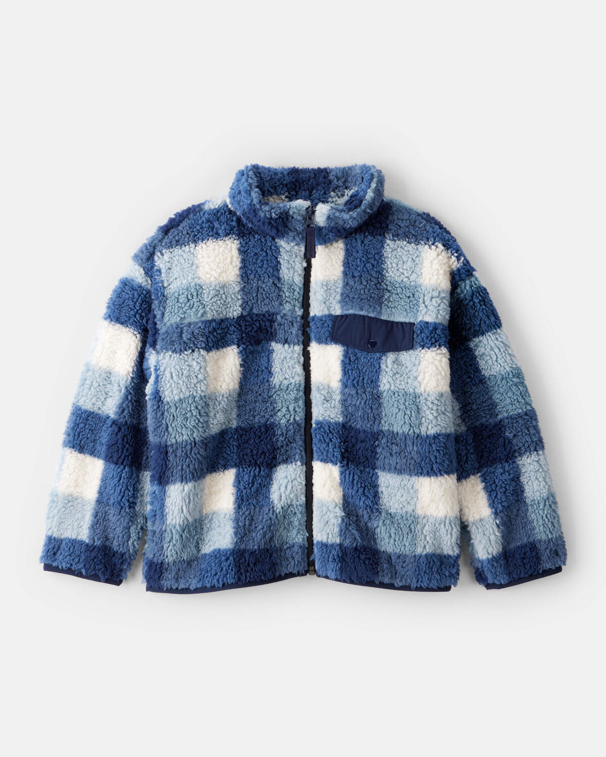 Boys Plaid Sherpa Long-Sleeve Zip-Up Jacket - Blue | Carter's Inc