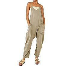 Fiona Jolin Jumpsuits for Women Casual Summer Jumpers Loose Wide Leg Overalls Baggy Long Harem Pa... | Amazon (US)