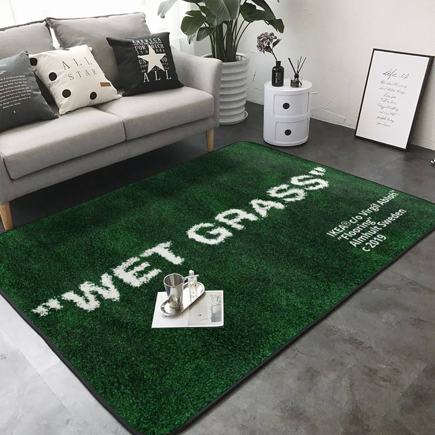 Keep Off Wet Grass Area Rugs Green Modern Large Carpet Neutral Non-Slip Floor Mat Easy Cleaning R... | Amazon (US)