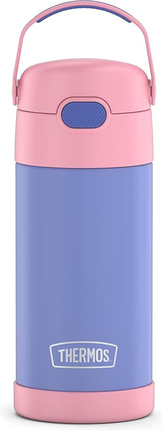 THERMOS FUNTAINER 12 Ounce Stainless Steel Vacuum Insulated Kids Straw Bottle, Purple/Pink | Amazon (US)