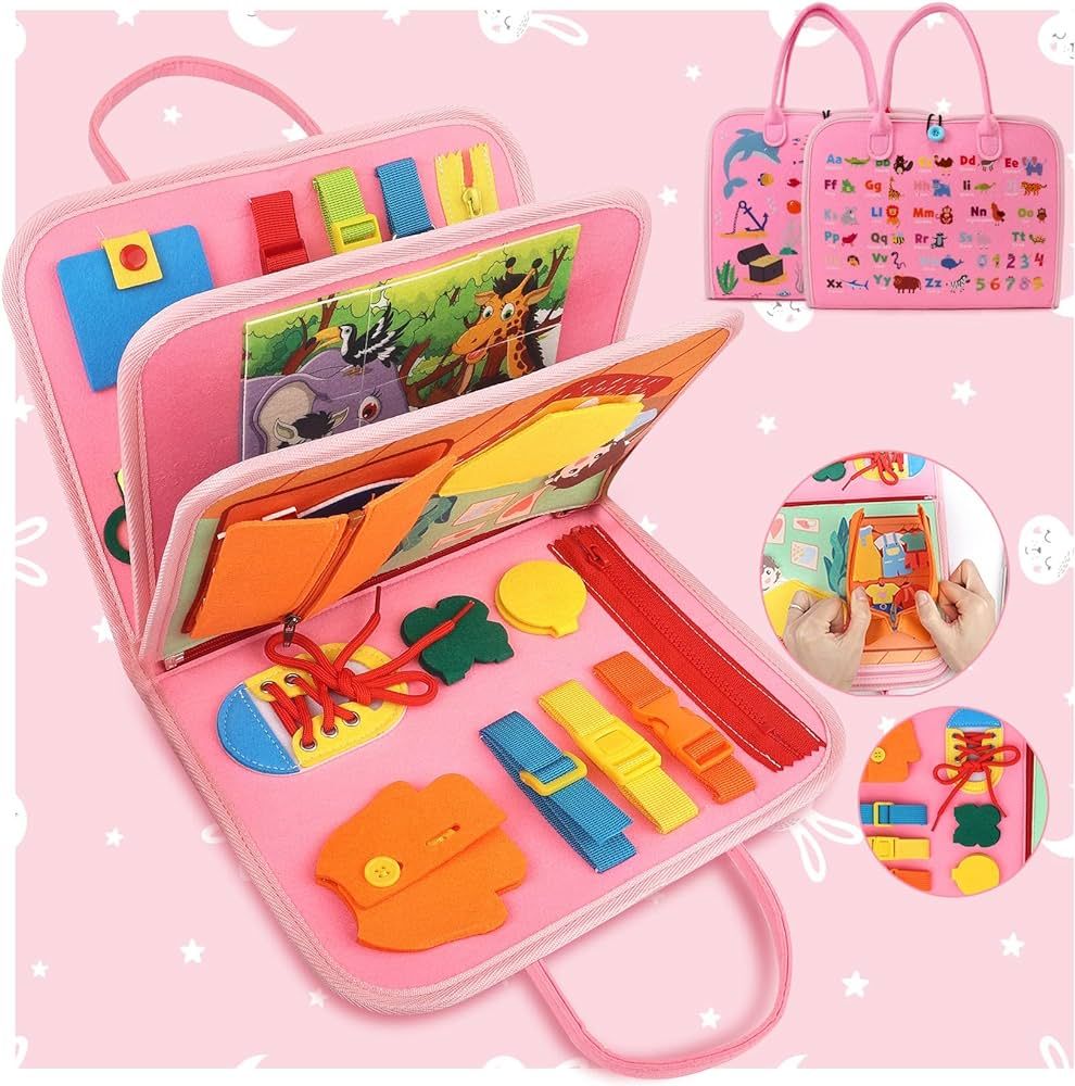 Amazon.com: Toddler Girl Toys Busy Board Pink - Birthday Gifts 2 Year Old Girls 1-3 Autism Kids S... | Amazon (US)