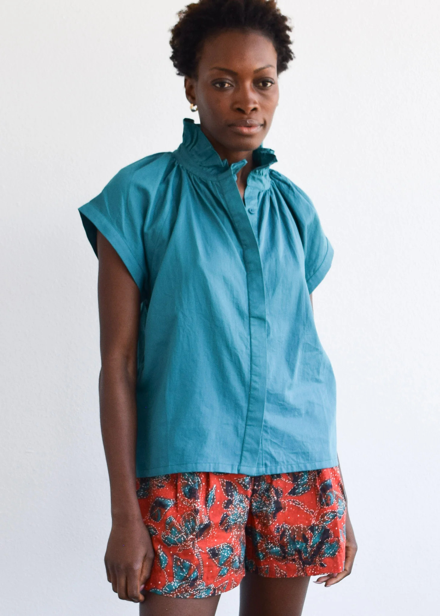 Never A Wallflower | Vicki Button Down Top in Alexandrite Solid | Never A Wallflower