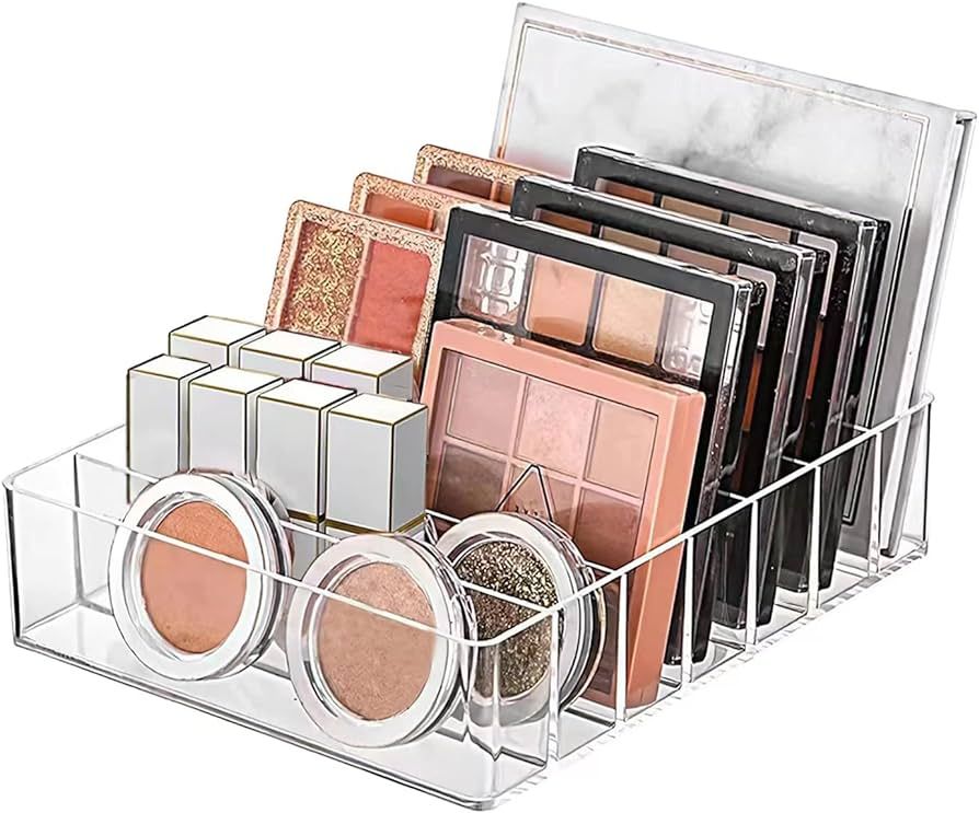 WECHENG Makeup Organizer for Eyeshadow Palette and Lipstick Organizer, 7 Section Divided Makeup P... | Amazon (US)