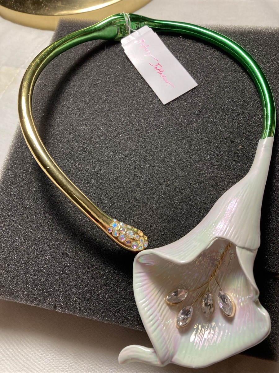 New Betsey Johnson Calla Lily Heavy Metal Statement Choker Collar Necklace | eBay US