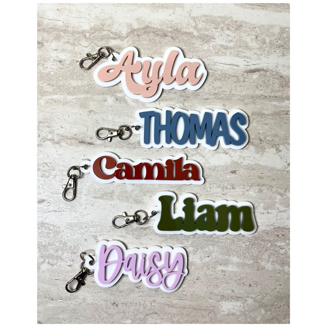Backpack Name Tag  Acrylic Keychain  Retro Name Keychain  - Etsy | Etsy (US)