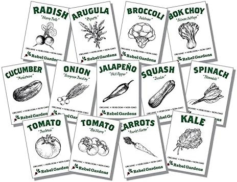 Organic Vegetable Seeds for Planting - 13 Varieties of Non GMO, Non Hybrid, Heirloom Seeds, Open ... | Amazon (US)