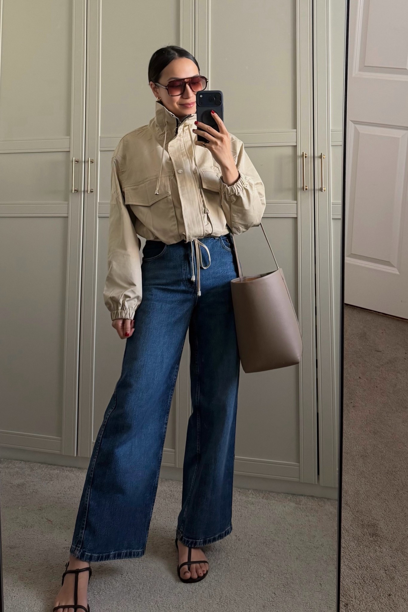 Amazon prime day selects 

Jacket small (prime sale)
Sezane jeans - runs a little small / no stretch 
Leather tote & sunglasses (on sale)

#LTKSaleAlert