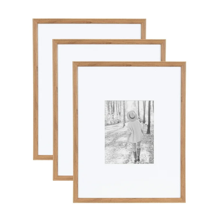 Kate and Laurel Adlynn Rectangle Picture Frame Set of 3, 16 x 20 matted to 8 x 10, Brown, Transit... | Walmart (US)