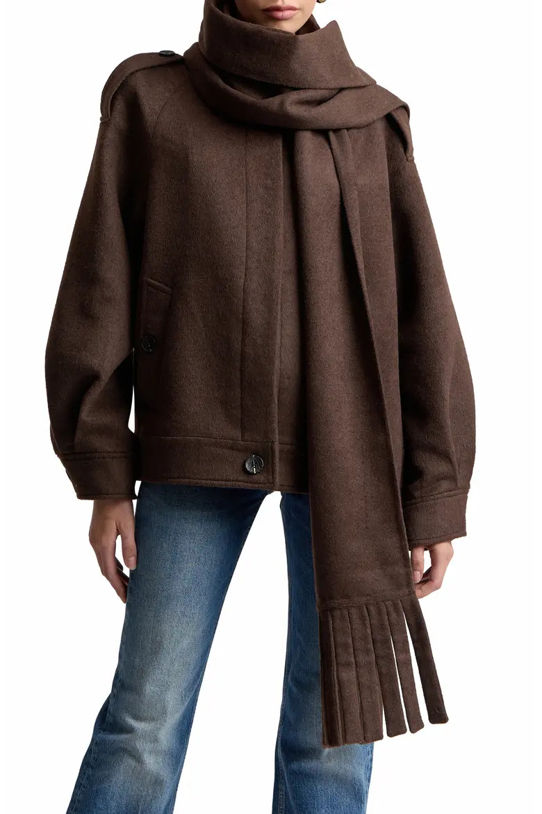 Oversized Coat with Detachable Scarf (Women) | Nordstrom | Nordstrom