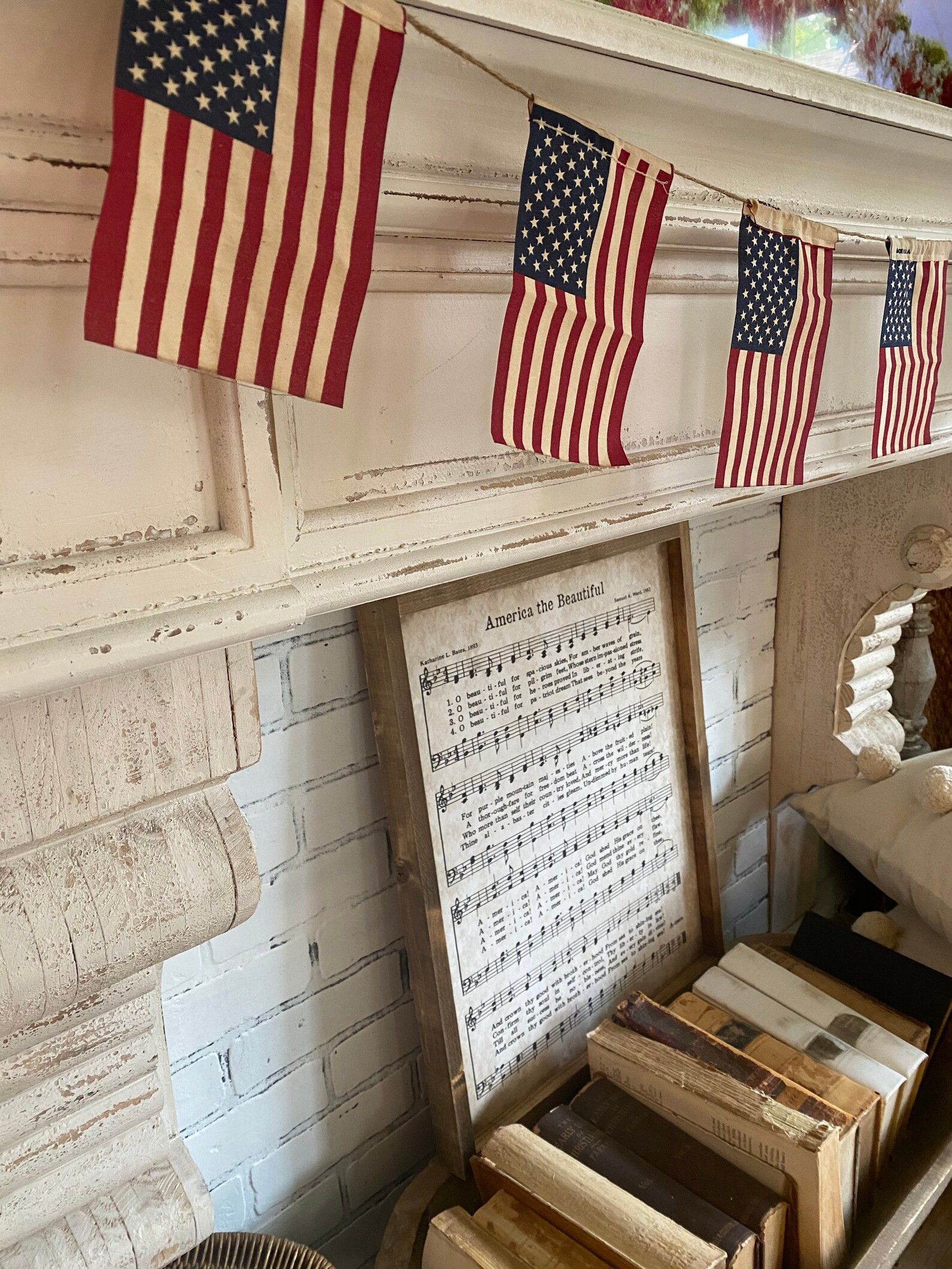 Patriotic Banner, Usa Flag Banner, Vintage Inspired Banner, Coffee Stained Banner, Primitive Deco... | Etsy (US)