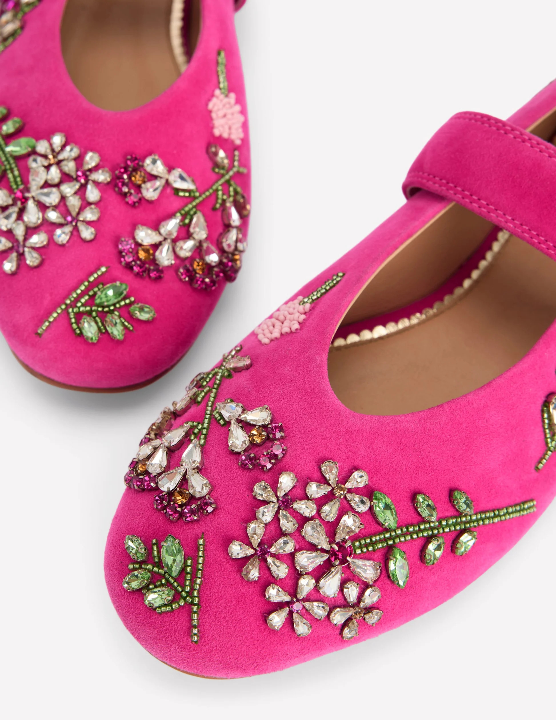 Kylie Flat Buckle Mary Janes-Embellished Pink | Boden (US)