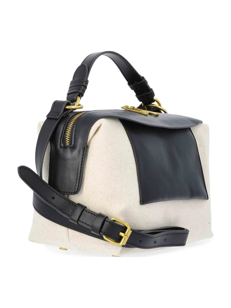 Free Assembly Women's Canvas Crossbody Handbag, Natural/Black | Walmart (US)