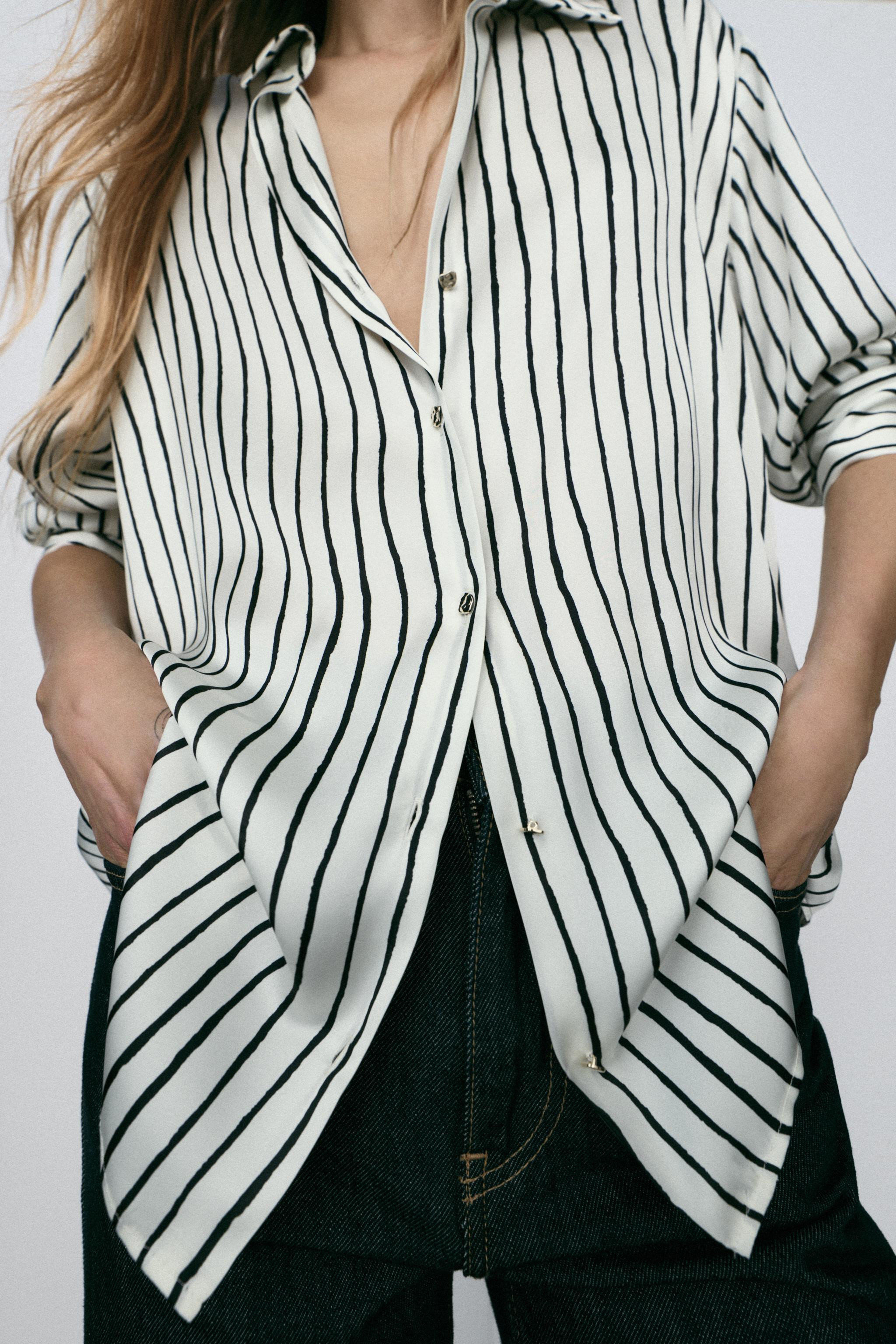 STRIPED SATIN SHIRT | Zara US