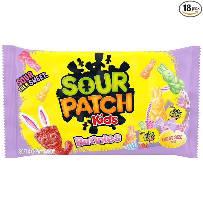 SOUR PATCH KIDS Bunnies Soft & Chewy Easter Candy, 18 Snack Packs | Amazon (US)