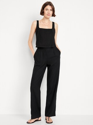 Extra High-Waisted Linen-Blend Taylor Wide-Leg Trouser Pants | Old Navy (US)