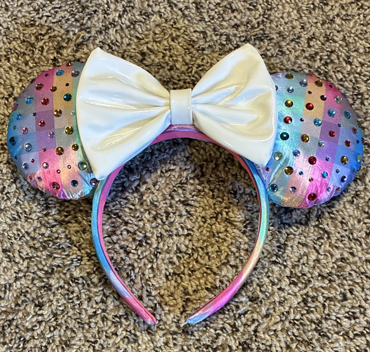 Disney BaubleBar Minnie Mouse Multicolor Rhinestone Ears with White Bow Adult | eBay | eBay US