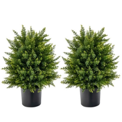 Costway 22'' Artificial Cedar Topiary Ball Tree 2-Pack Faux Shrub Bush Trees for Decor | Target