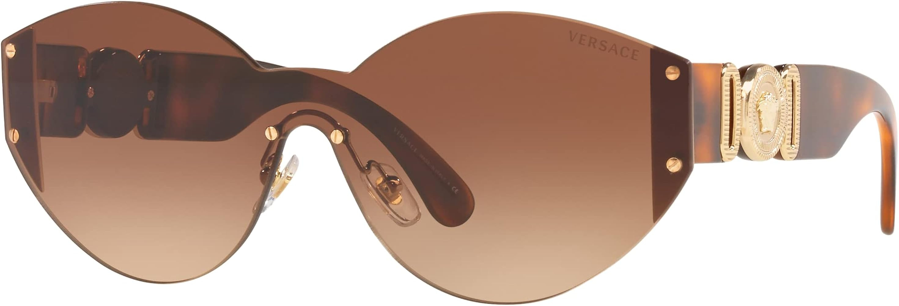 Versace Woman Sunglasses Gold Frame, Light/Dark Brown Gradient Lenses, 0MM | Amazon (US)