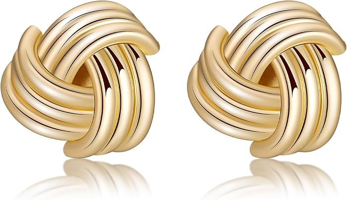 Statement Knot Link Earrings, Chunky Geometric Drop Dangle, Fashion Jewelry for Women | Amazon (US)
