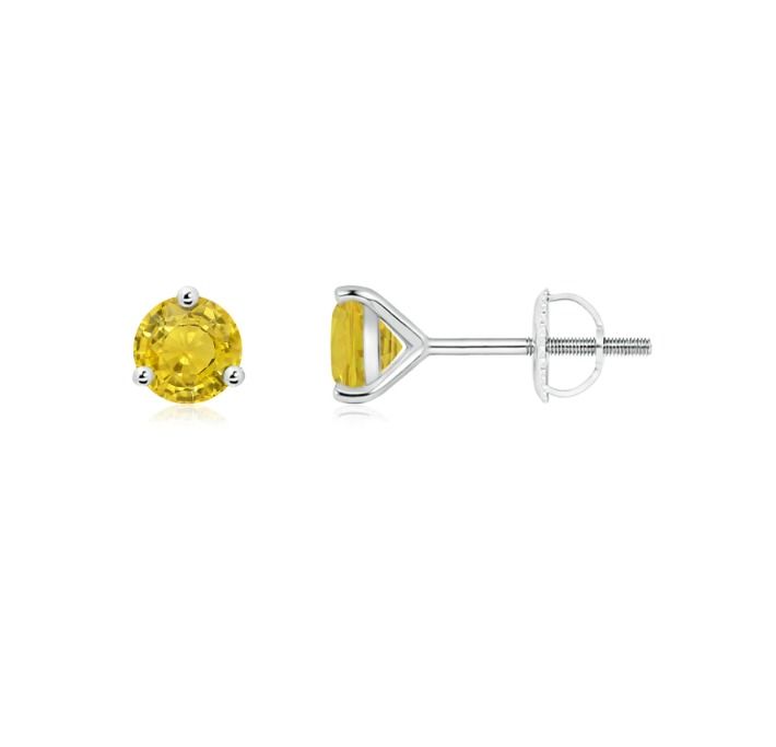 14k White Gold Plated Over Sterling Silver 1/2 Carat Round Created Yellow Sapphire Stud Earrings | Walmart (US)