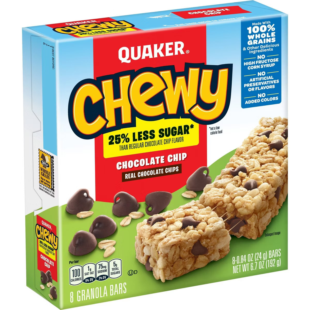 Quaker Chewy Low Sugar Chocolate Chip Granola Bars - 6.7oz/8ct | Target