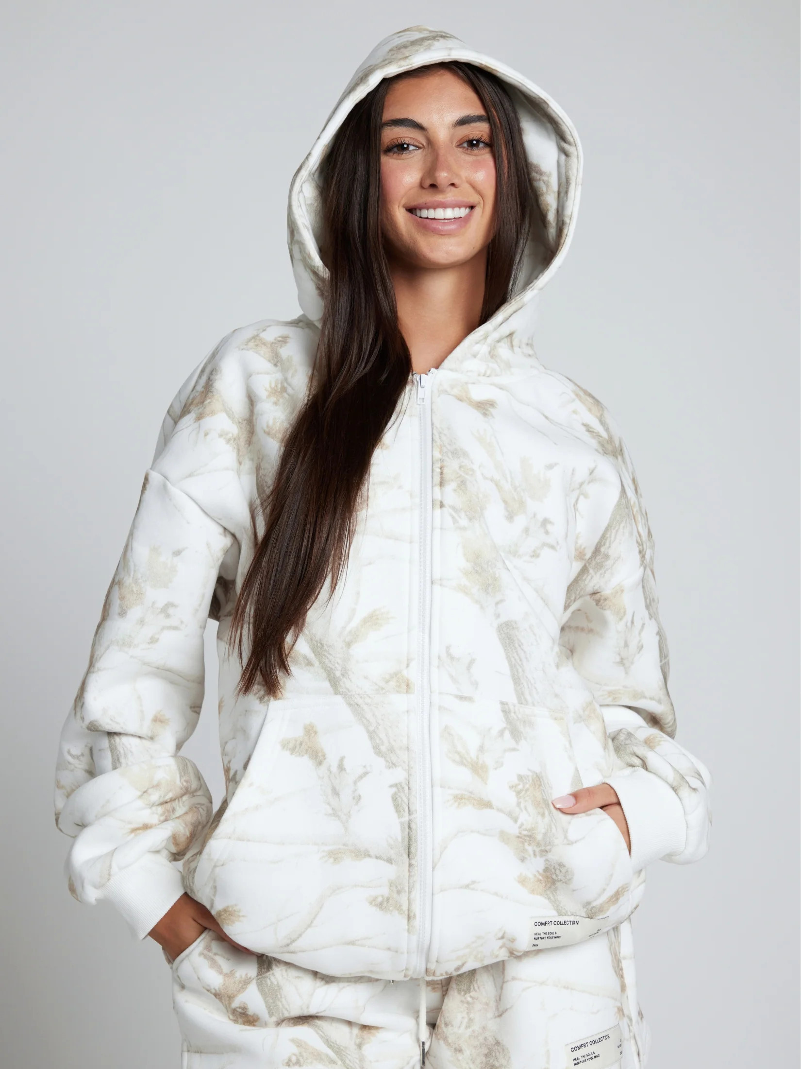Comfrt Camo Zip Hoodie | White Oak | Oversized | 3X | Comfrt
