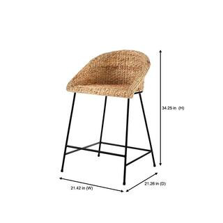 24 in. Natural Woven Hyacinth Counter Stool with Low Back | The Home Depot
