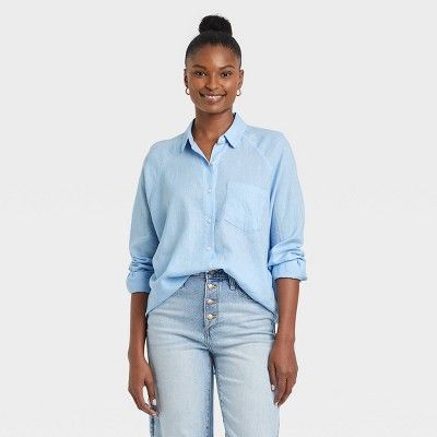 Women's Long Sleeve Boyfriend Fit Linen Button-Down Shirt - Universal Thread™ | Target