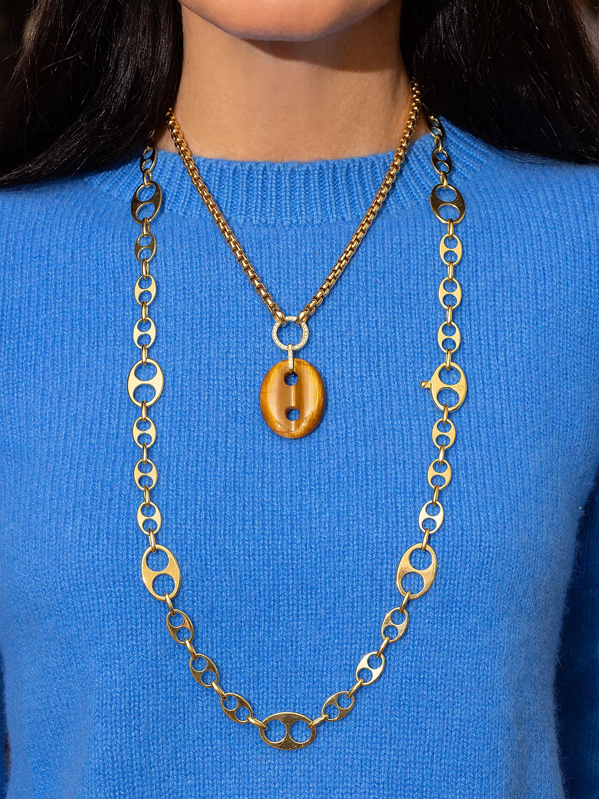 Mariner 18K Yellow Gold, Tiger's Eye & 0.11 TCW Diamond Charm | Saks Fifth Avenue