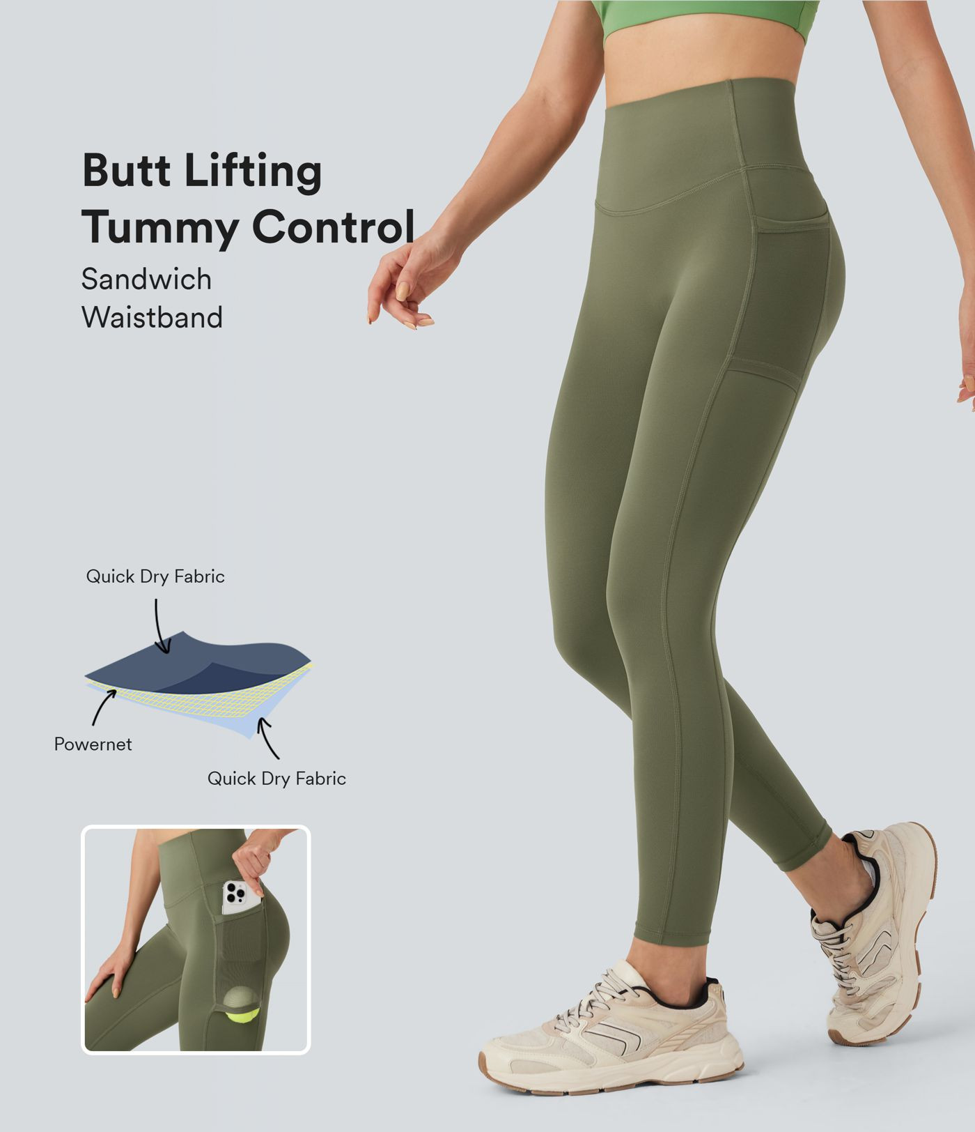 Women’s SpeedWave™ High Waisted Tummy Control Butt Lifting Contrast Mesh Quick Dry Training L... | HALARA