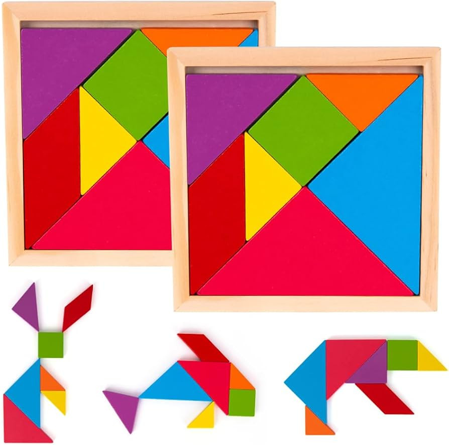 ArtCreativity Wooden Tangram Puzzles for Kids (Set of 6) Wood Tangrams with 7 Colored Pieces Each... | Amazon (US)