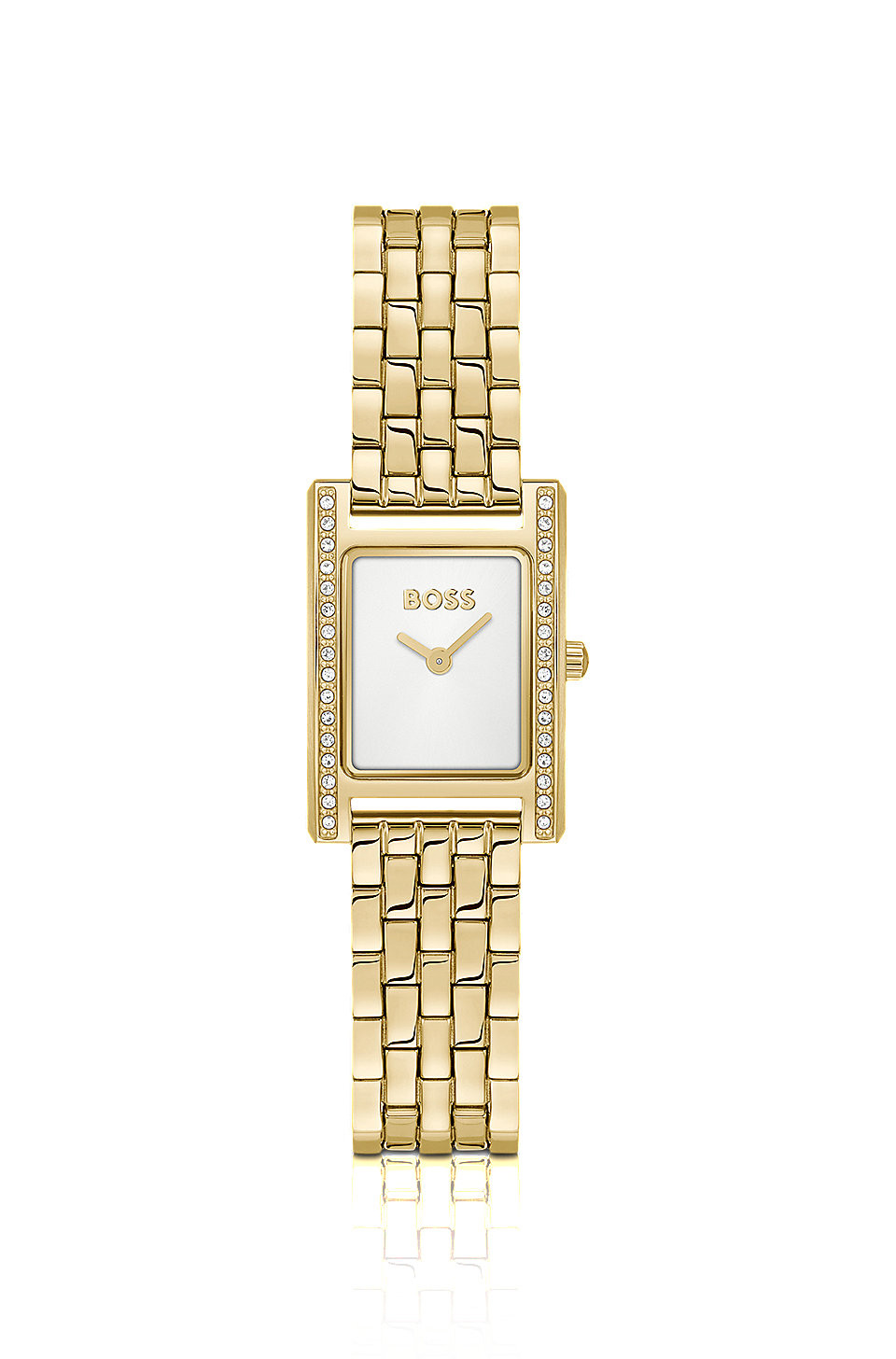 LUCY PRECIOUS Crystal-embellished gold-effect watch with white dial | Hugo Boss (UK)
