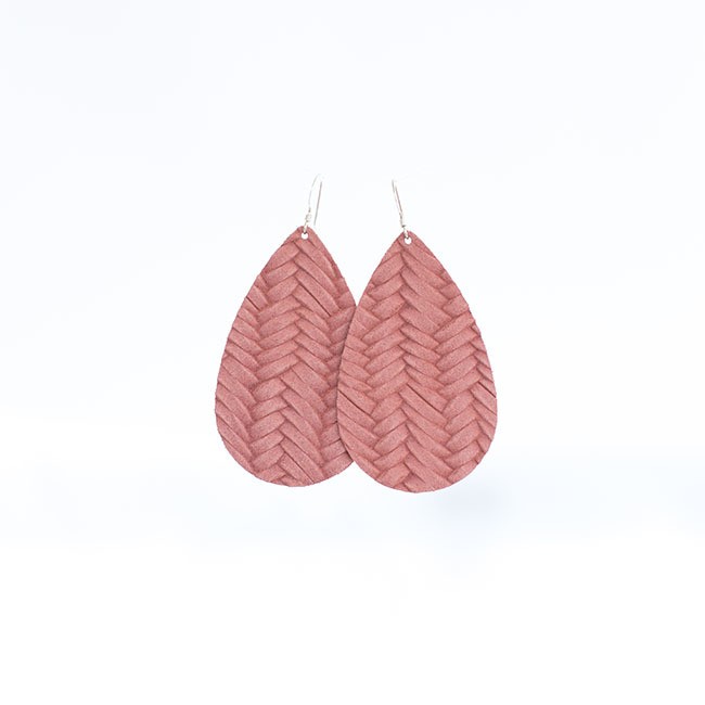 Blush Knit Leather Earrings | Nickel and Suede