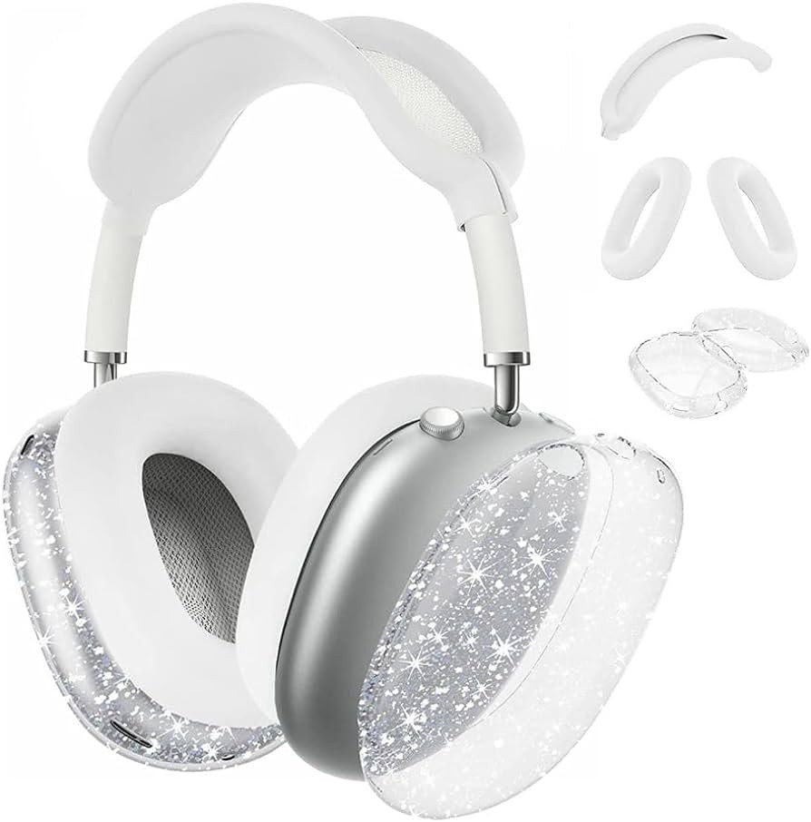 Silicone Airpods Max Case Cover, Apple Airpod Max Cover, Transparent Sparkle Case Cover White Set... | Amazon (US)