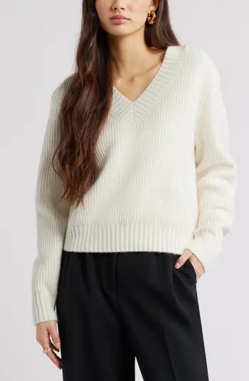 Rib V-Neck Sweater | Nordstrom