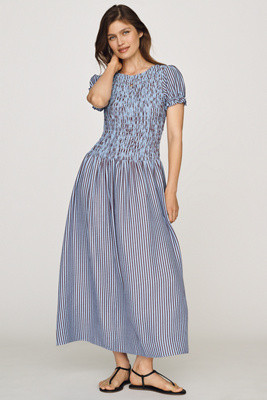 Margie Smocked Stripe Midi Dress | Anthropologie (US)