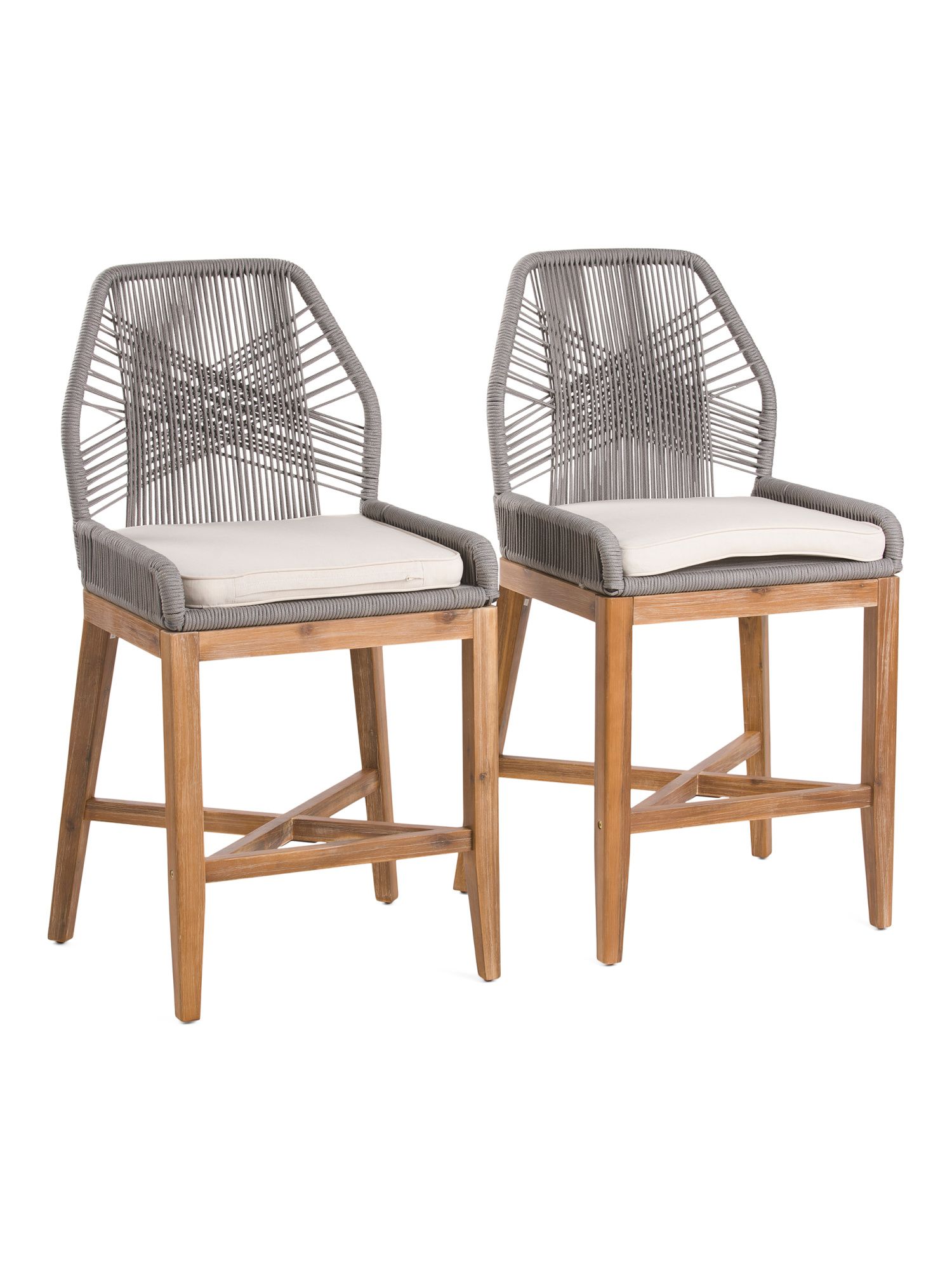 Set Of 2 Rope Cross Weave Counter Stools With Cushions | Chairs & Seating | Marshalls | Marshalls