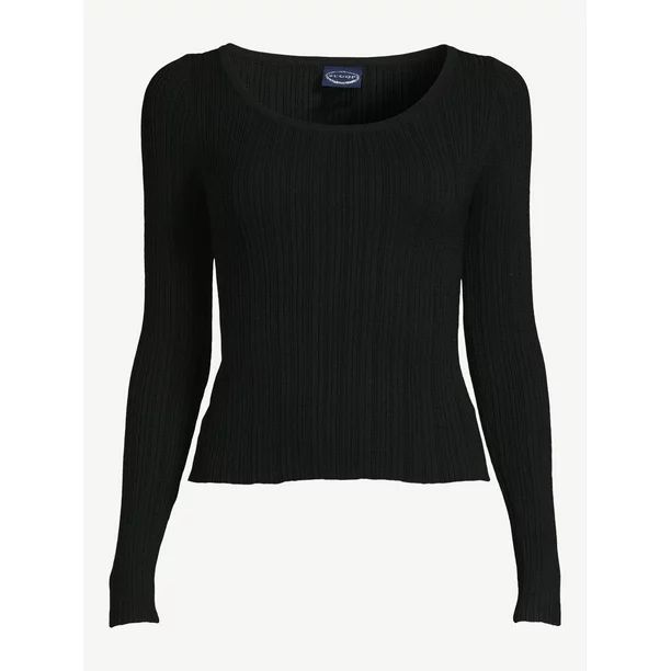 Scoop Women's Ribbed Knit Long Sleeve Top - Walmart.com | Walmart (US)