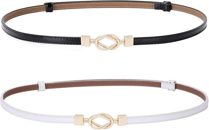 Cinturones delgados de cuero para mujer cinturón de cintura fina para vestidos de hasta 37 pulga... | Amazon (US)